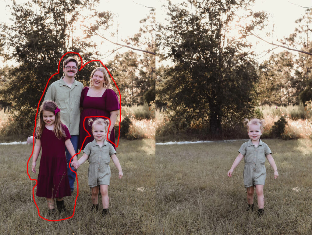 Fixing a group photo by removing extra people
